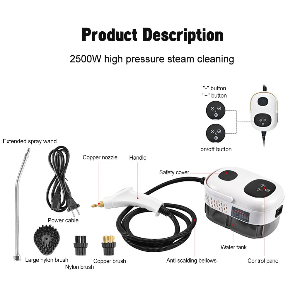 2500W High-Pressure Intelligent Steam Cleaner for Home &amp; Car