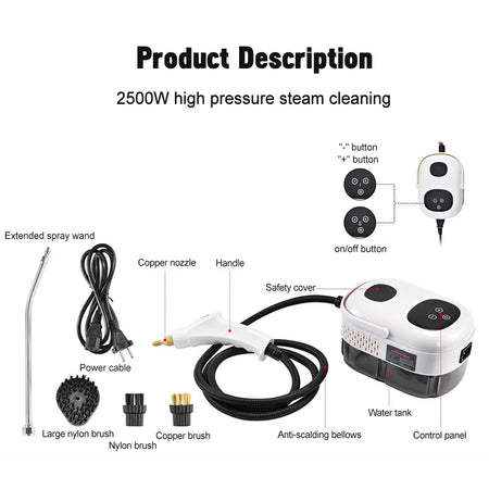 2500W High-Pressure Intelligent Steam Cleaner for Home &amp; Car