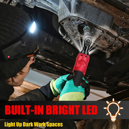 12V Cordless Ratchet Wrench 200Nm 7 Socket Set 2 Batteries