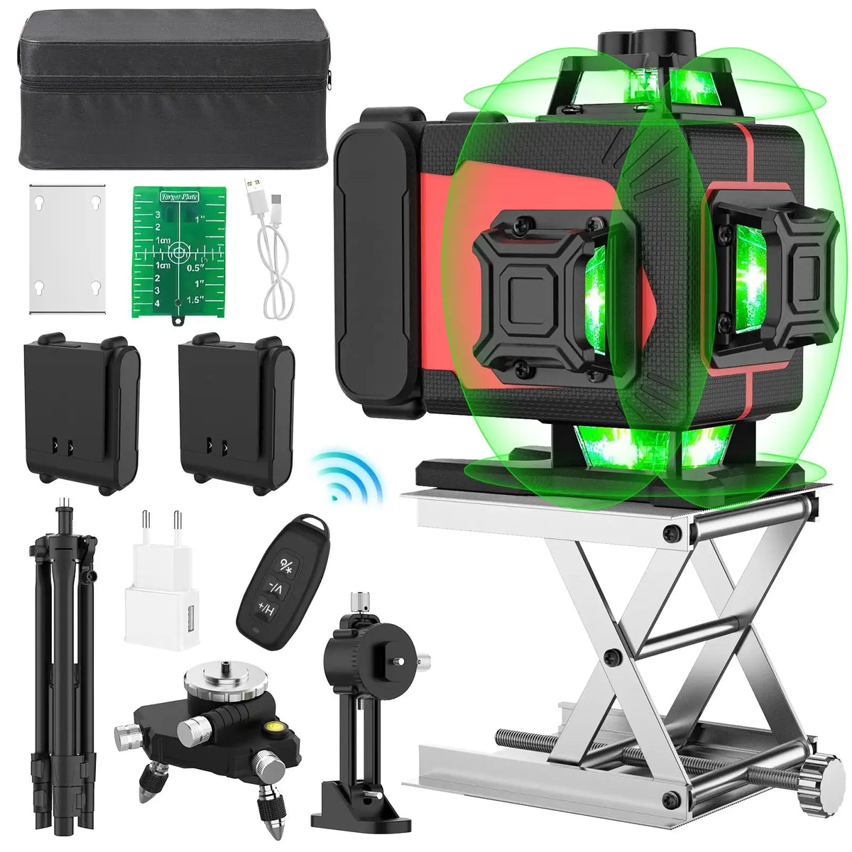 16 Lines 4D Laser Level Green Beam Self Leveling 360 Remote 2 Battery / spain