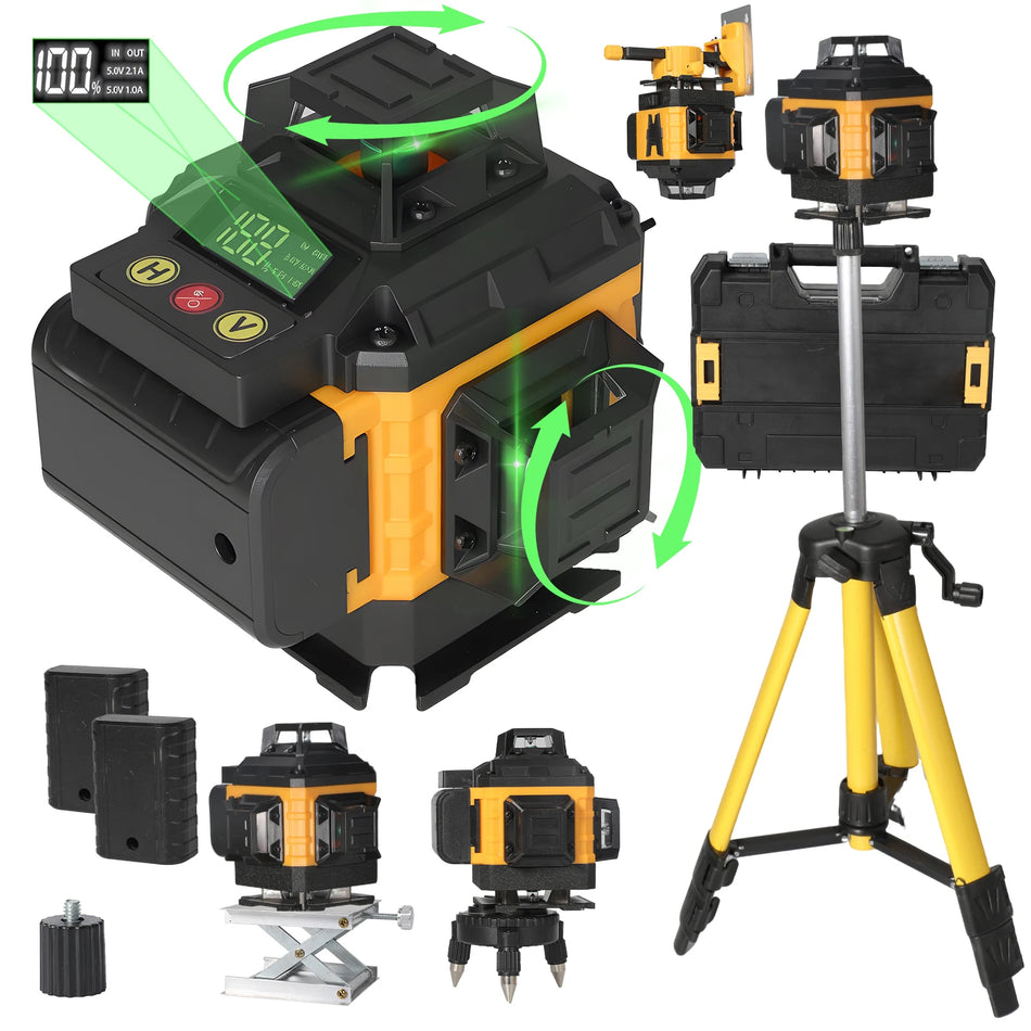 360 Grad Fyrhuvuders Laser Nivå Med Automatisk Lås Vägg