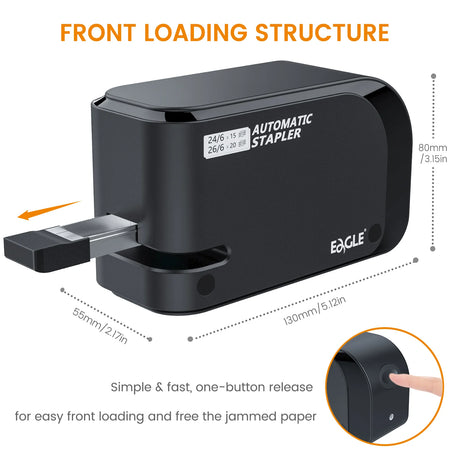 Eagle Automatic Electric Stapler - Dual Power, 20 Sheets, 2000 Staples Included