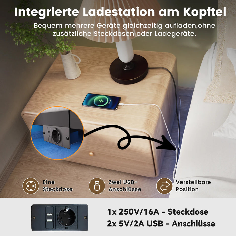 ComHoma Metall Sängram Med LED Och Appkontroll 140x200