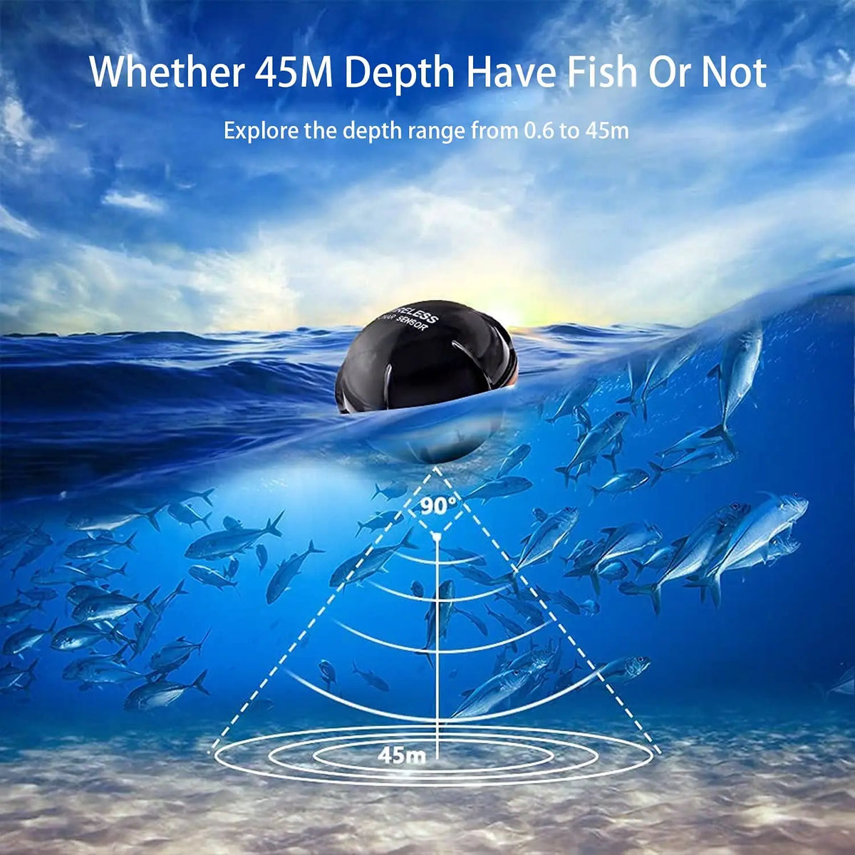 Portable Wireless Sonar Fish Finder with LCD Display - 100m Range