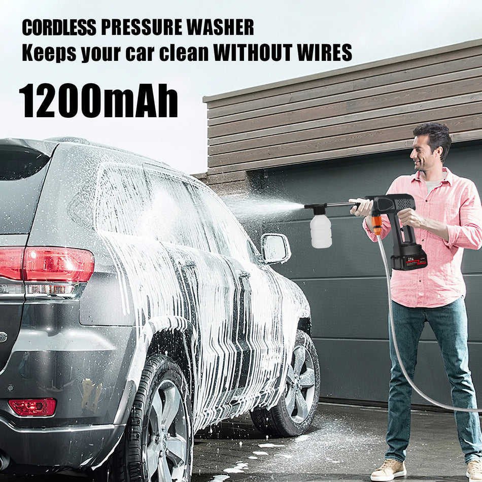 Pistola de Lavagem de Carro Sem Fios de Alta Pressão com Gerador de Espuma 36 Bar