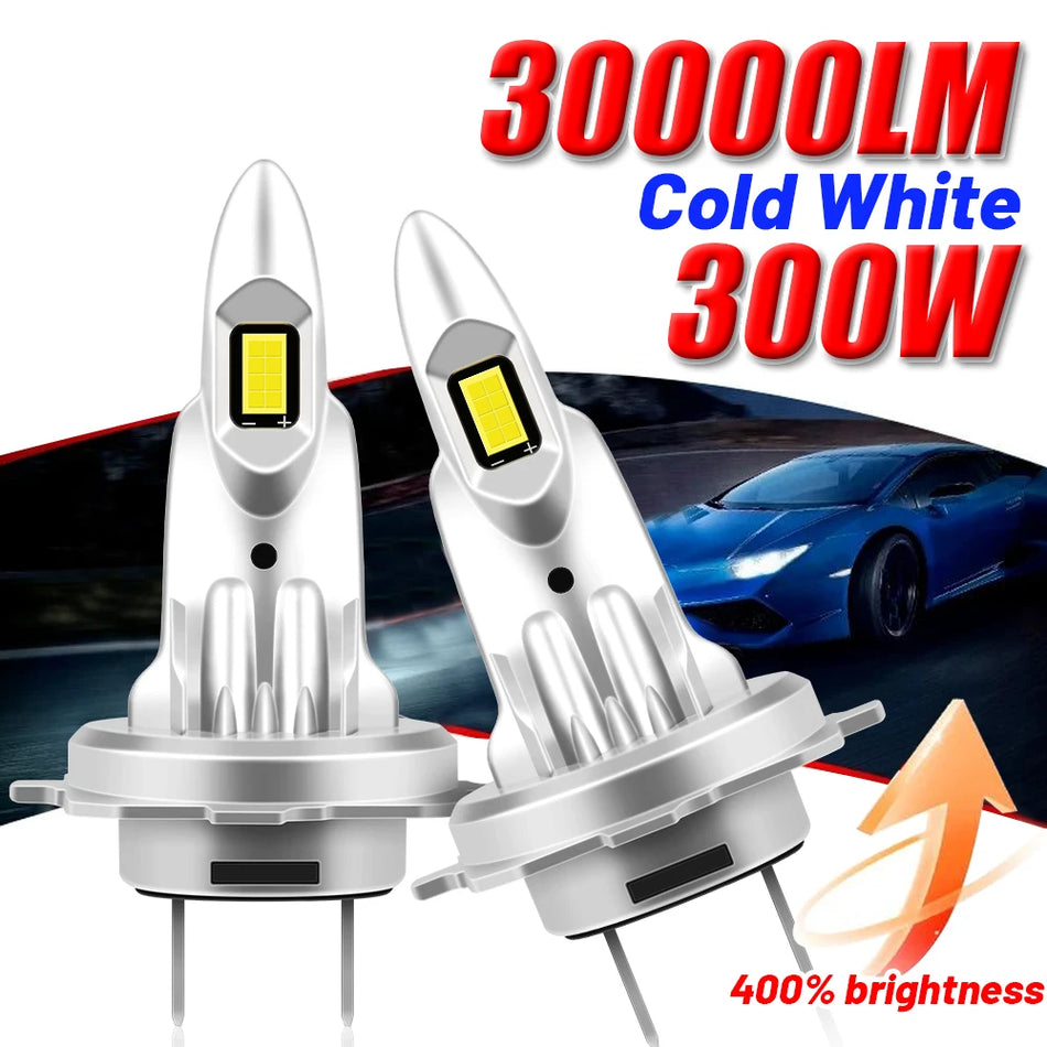 Lâmpada Universal LED para Farol AllCar H4 H11 H8 9005 9006 com CSP, 30000LM, 6000K, Sem Ventoinha 12V