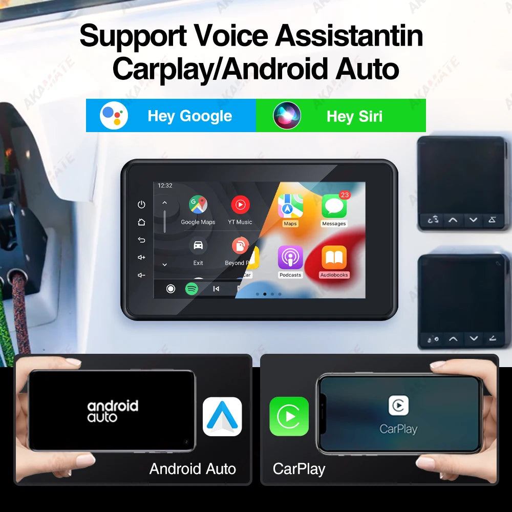 AKAMATE MS-80RV &ndash; 8 Inch Waterproof CarPlay Android Auto