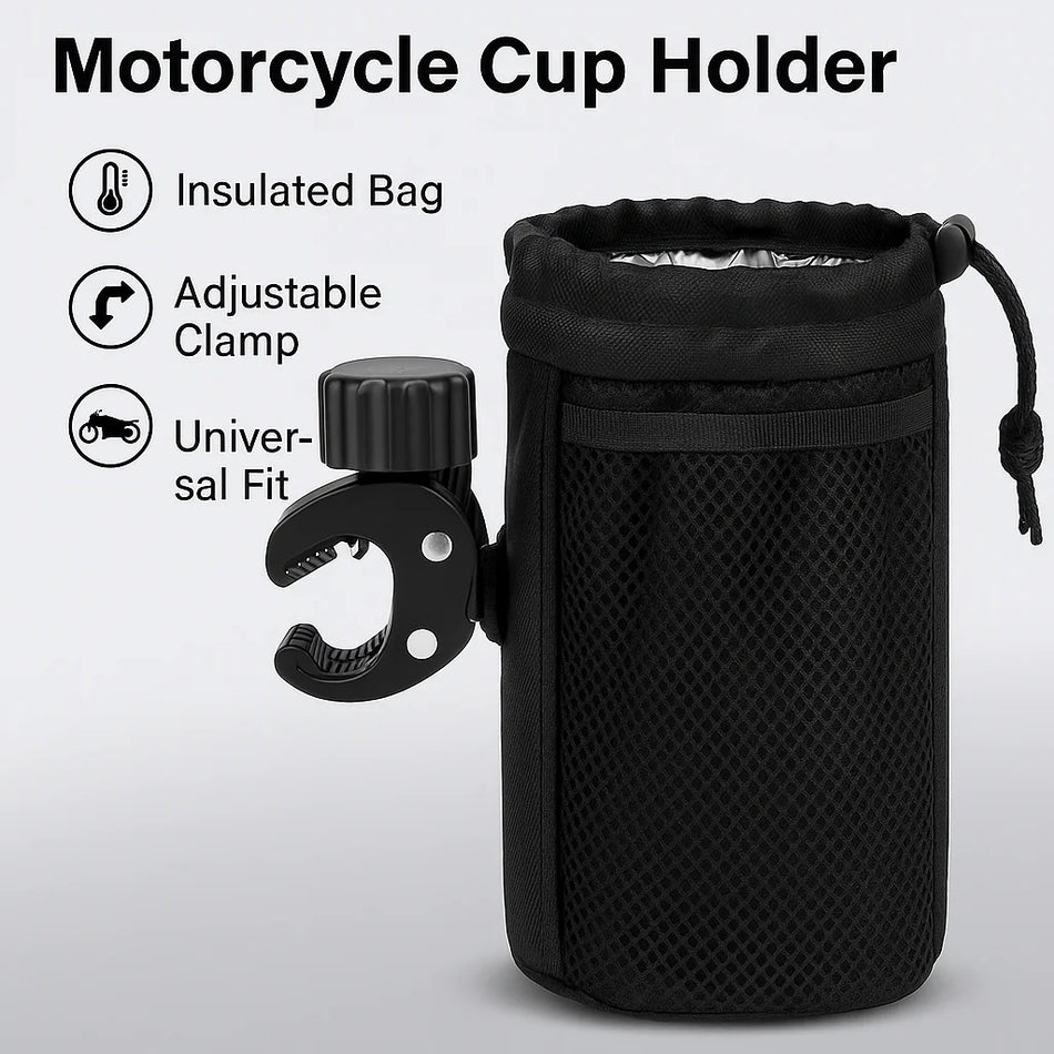 Insulated Motorcycle Cup Holder &ndash; Universal Handlebar Convenience