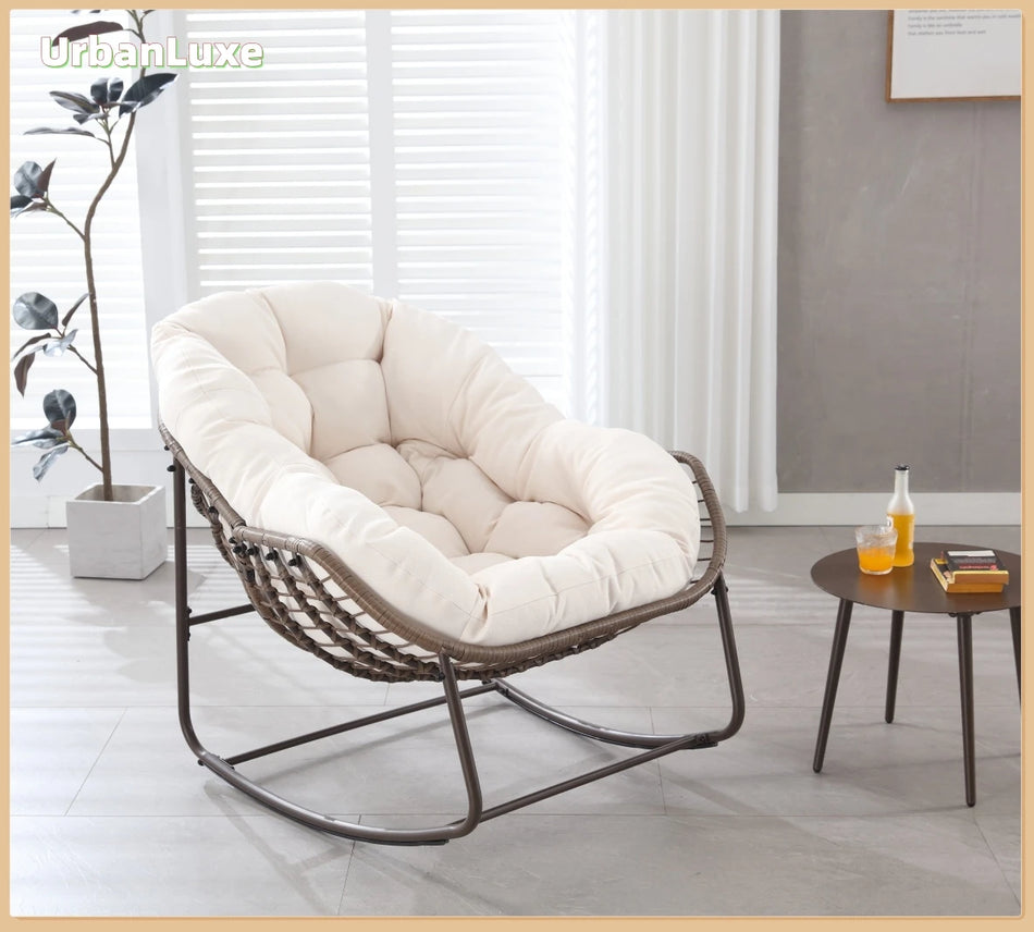 Miejski Luksusowy Huśtawka Ogrodowa Z Tapicerowanym Oparciem Biała