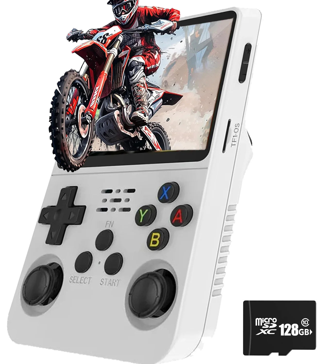 R36S Classic Retro Handheld Gaming Console with ARKOS - 15,000+ Games White 128G / CHINA