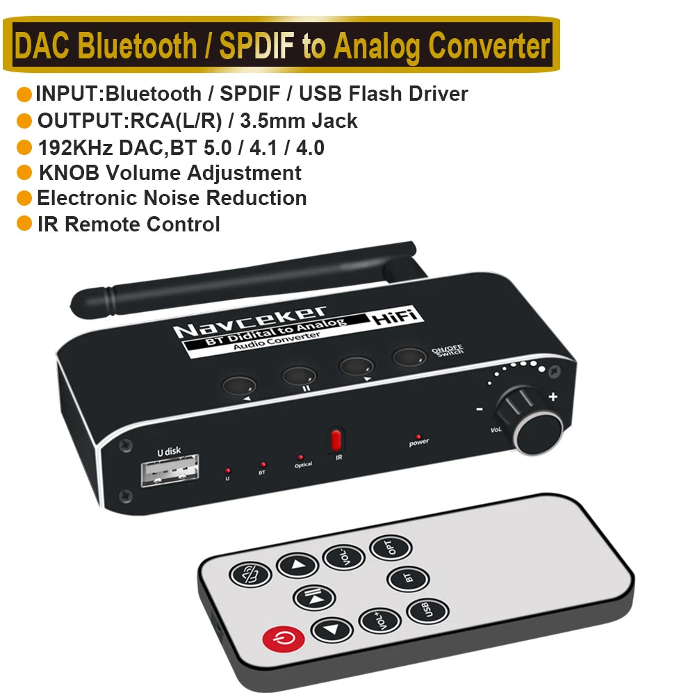 Navceker DAC Audio Converter with Bluetooth ZY-AL1 / Digital to Analog