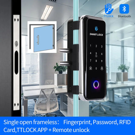 HY-TT668S &ndash; Smart Wooden Glass Door Lock With Bluetooth single frameless