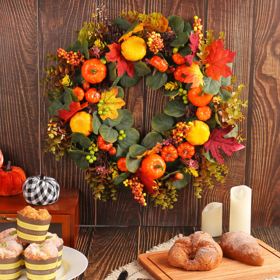 Corona de Puerta de 20 Pulgadas para Otoño – Decoración Interior Exterior