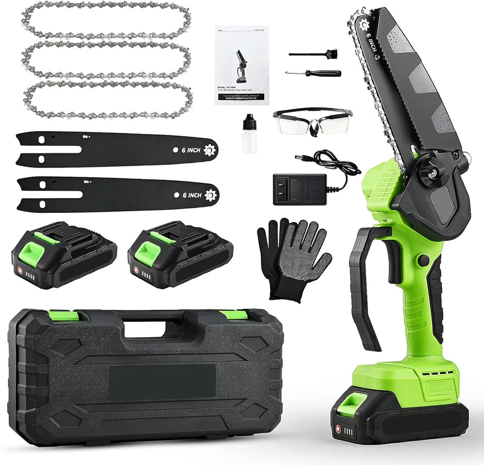 Serra de Cadeia Sem Fios Mini de 6 Polegadas com 2 Baterias