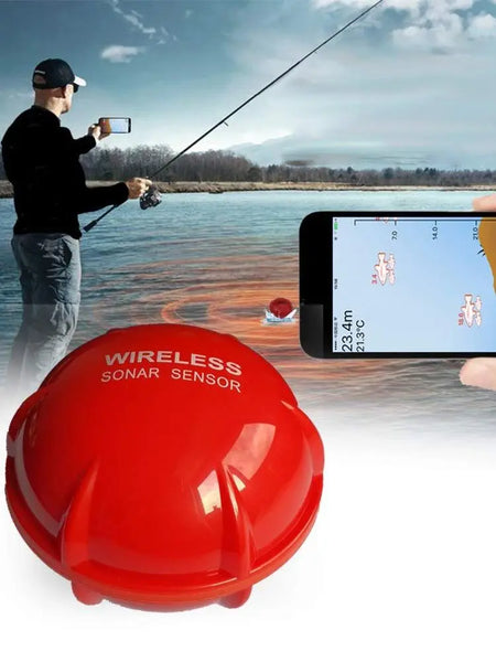 PuPoPan Wireless Bluetooth Smart Sonar Fish Finder - Portable Outdoor Fishing Gear for IOS &amp; Android red