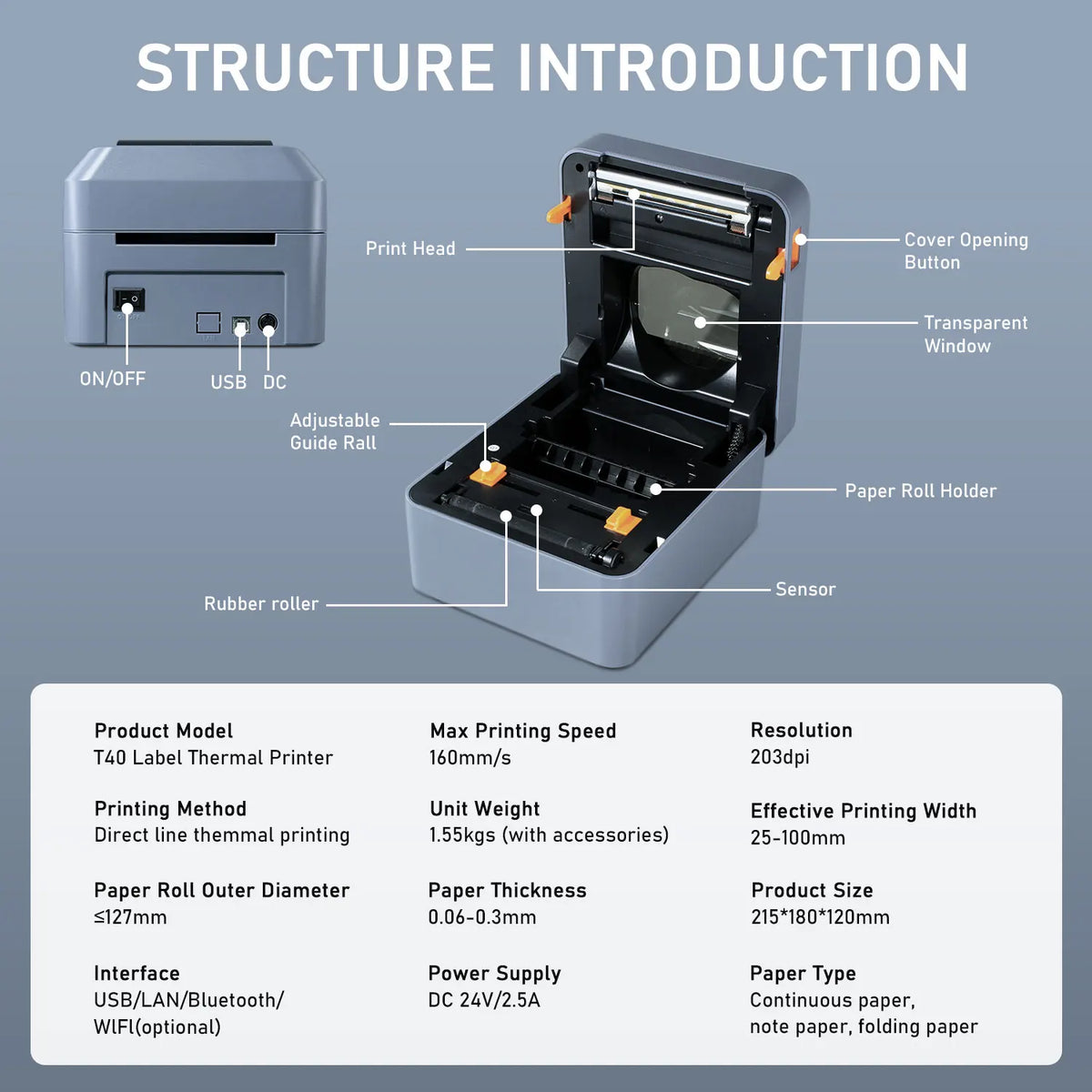 T40 4inch Shipping Label Printer &ndash; High Speed 40ppm