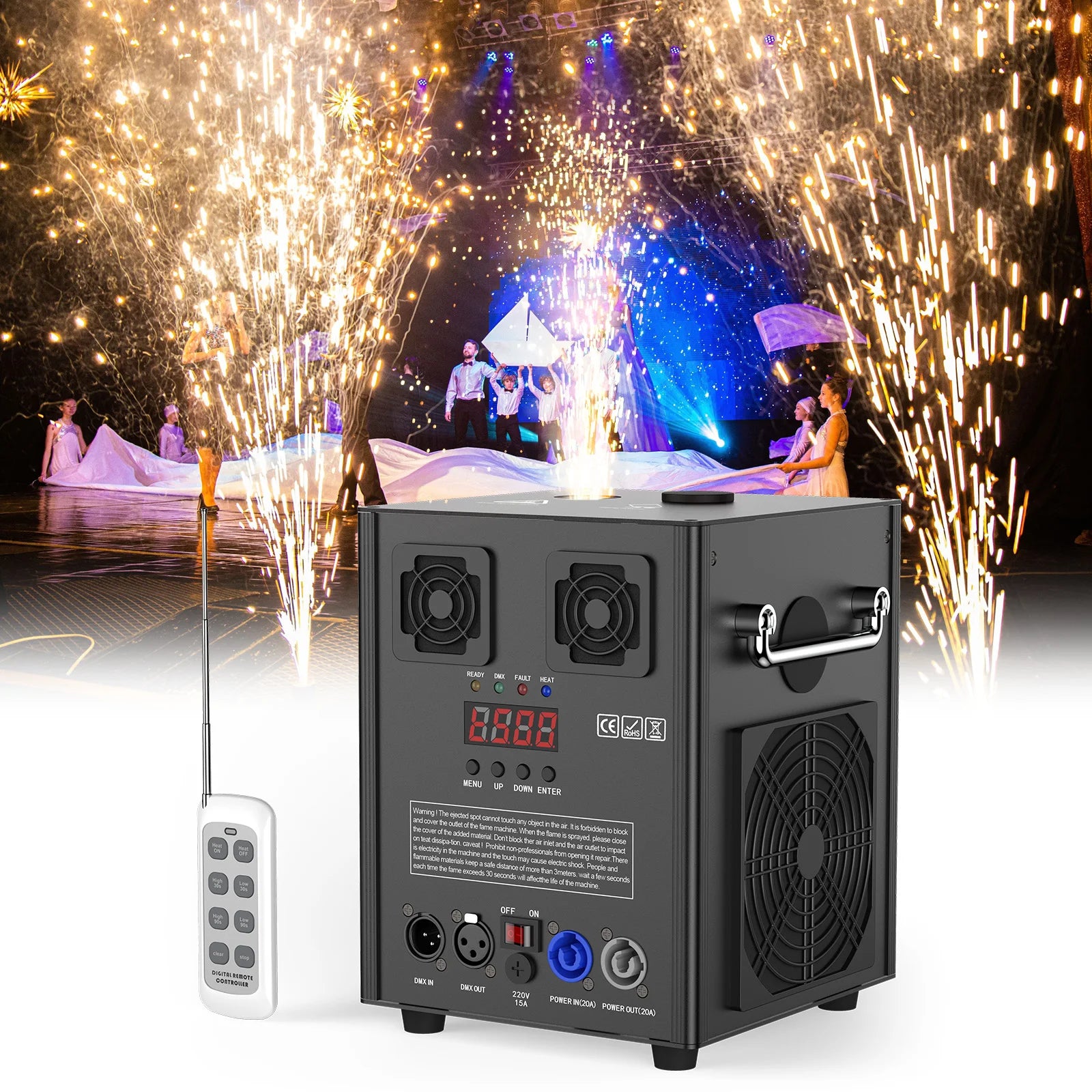 Fieryzeal 700W Cold Spark Fire-work Machine DMX Wireless Remote Control ...