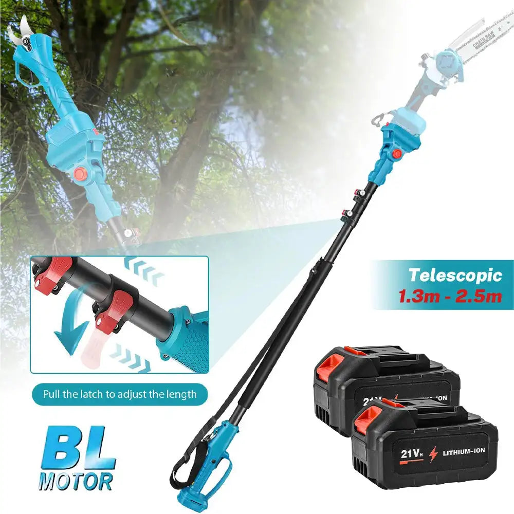 Brushless Electric Chainsaw 2.5m Telescoping Pole Pruning With 2&times;Battery / spain