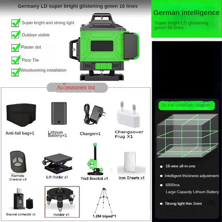 Self Leveling Laser Level 8 12 16 Line Modes Tripod 16 line With Tripod(Cloth bag) / spain