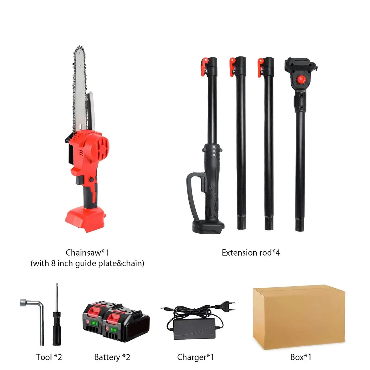 8 Inch Brushless Telescoping Pole Saw Cordless Pruning 18V With 2&times;Battery / spain