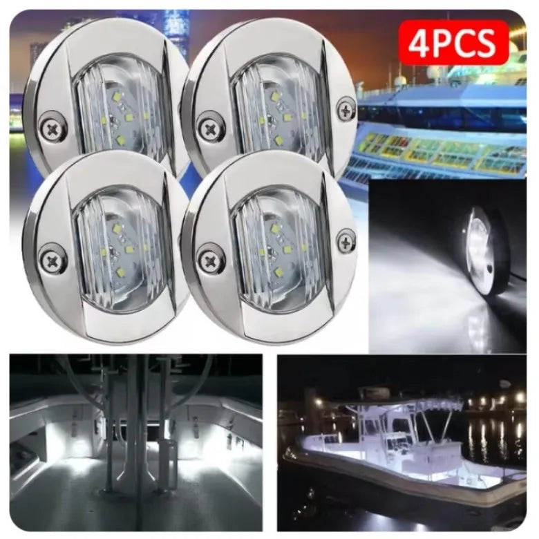 Waterproof Marine LED Deck Lights - Blue &amp; White | 1-4pcs 4PCS White