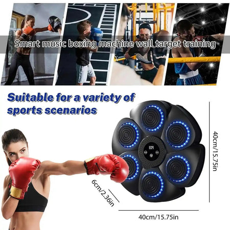Smart Bluetooth Music Boxing Machine Gloves-9 Modes &amp; 9-Speed Training,Auto Color-Change Hit Counter Home Gym/Office,Adults&amp;Kids
