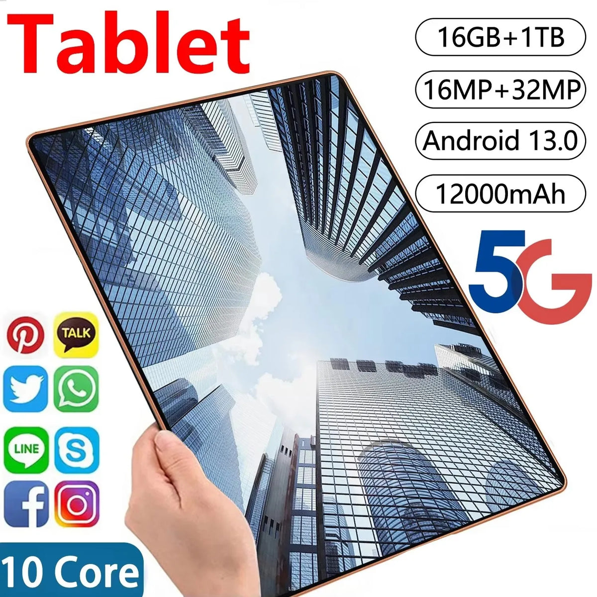 2025 5G Tablet Android 13 10.36 16GB 1TB &ndash; All Day Battery