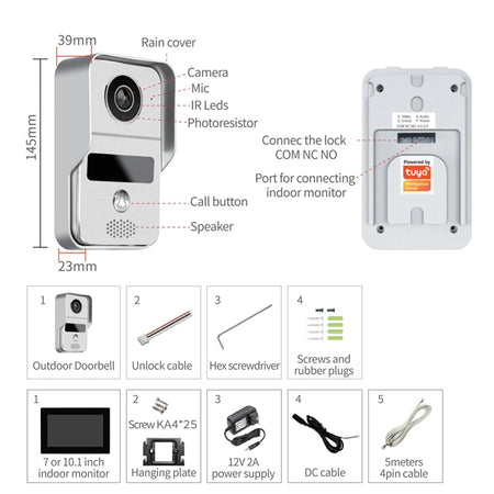 7 Inch Tuya Video Doorbell &ndash; Waterproof IP65 Intercom