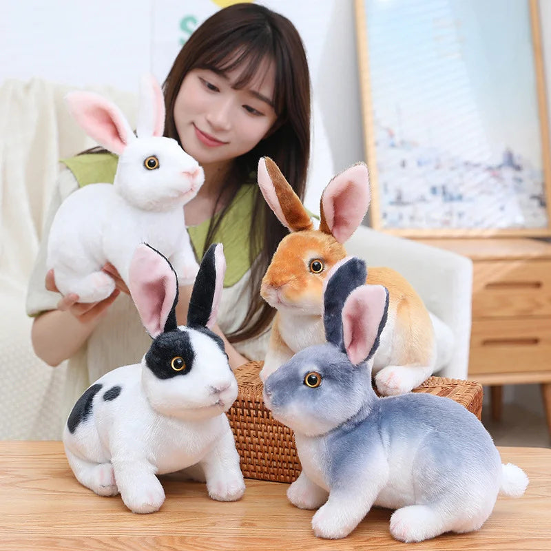 Realistic Rabbit Plush Doll - Cute Furry Bunny Toy for Home Decoration