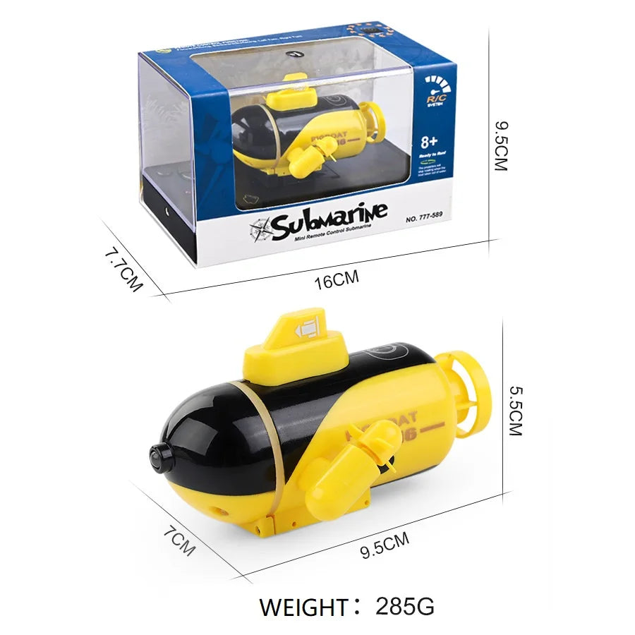 6-Function RC Mini Submarine for Kids - Electric Remote Control Boat 4 channel yellow