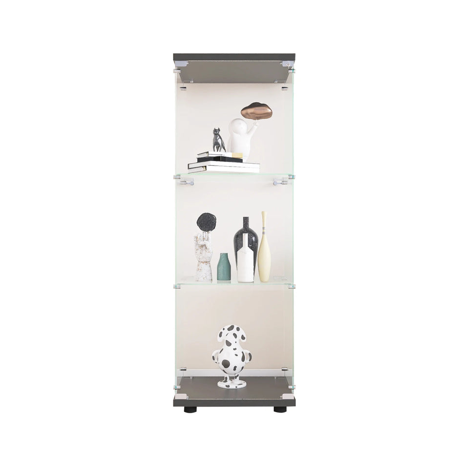 UrbanLuxe 3 Floor Glass Display Cabinet Black Minimalist
