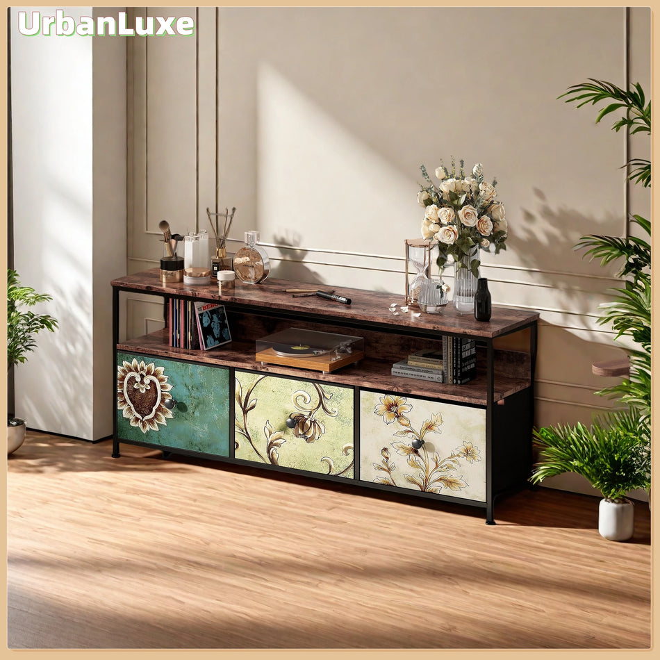 Kaupunkiluxe TV-teline LED-valoilla värikkäillä kangaslaatikolla