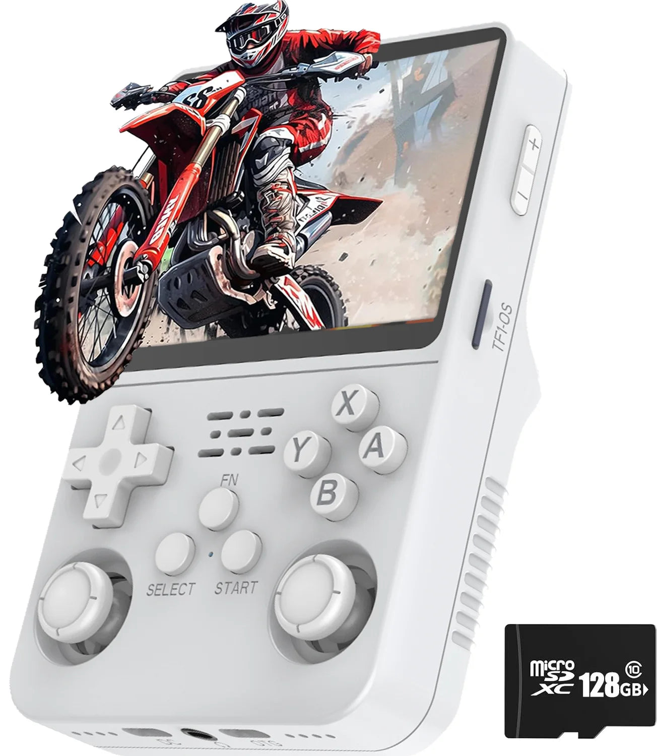 R36S Classic Retro Handheld Gaming Console with ARKOS - 15,000+ Games Full White 128G / CHINA