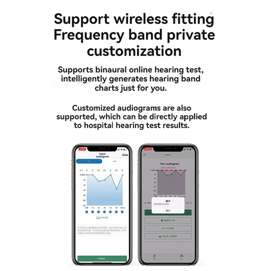 ITE dzirdes aparāti uzlādējami Bluetooth senioriem lietotne