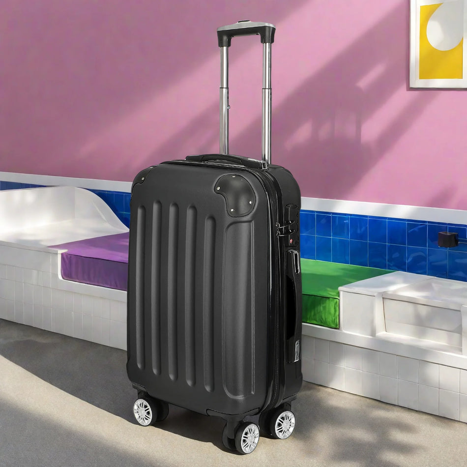 Expandable 3 Piece Spinner Luggage Set ABS Waterproof