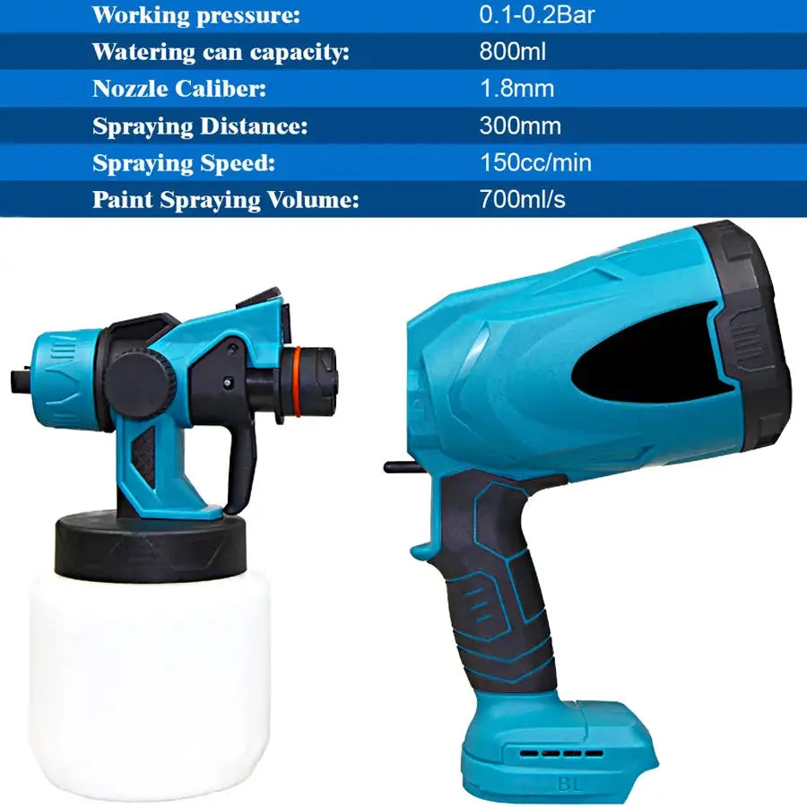 Cordless HVLP Paint Sprayer 800ML Cup Makita 18V Battery