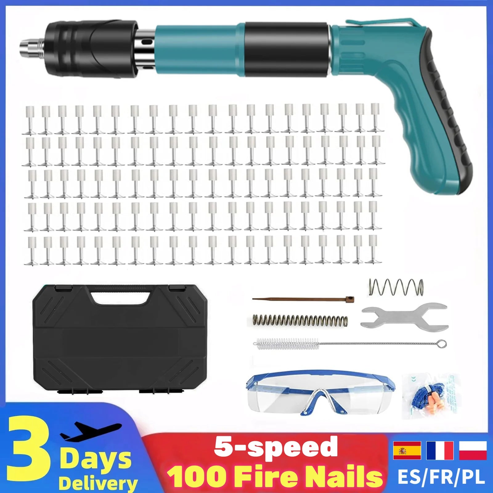 5 Gear Mini Steel Nail Gun Manual Rivet Gun Concrete Wall Ceiling Wall ...