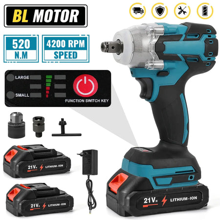 520 Nm Cordless Brushless Impact Driver for Makita 18V