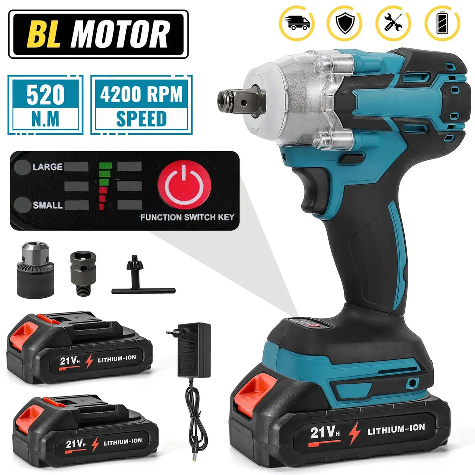 520 Nm Cordless Brushless Impact Driver for Makita 18V