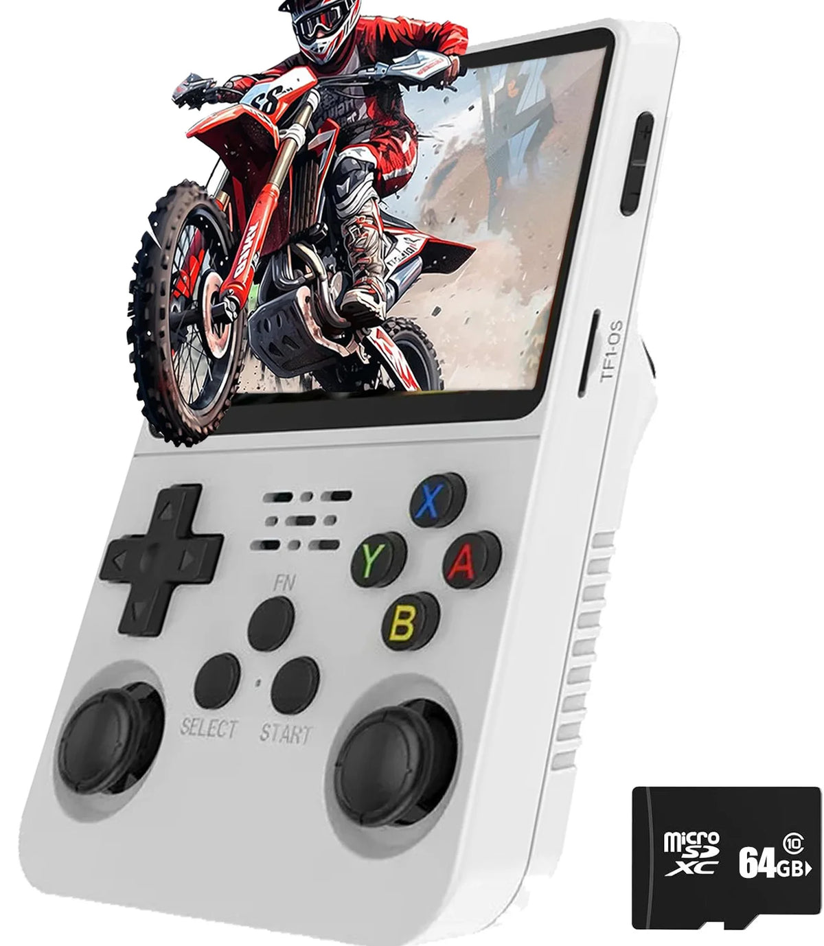 R36S Classic Retro Handheld Gaming Console with ARKOS - 15,000+ Games White 64G / CHINA