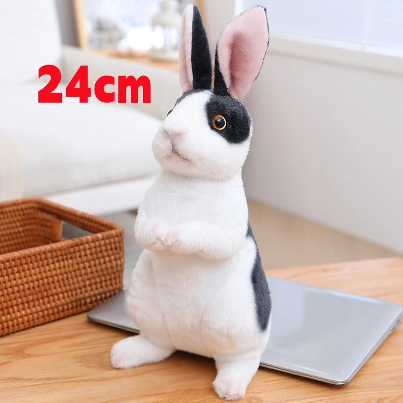 Realistic Rabbit Plush Doll - Cute Furry Bunny Toy for Home Decoration Small Sit Black
