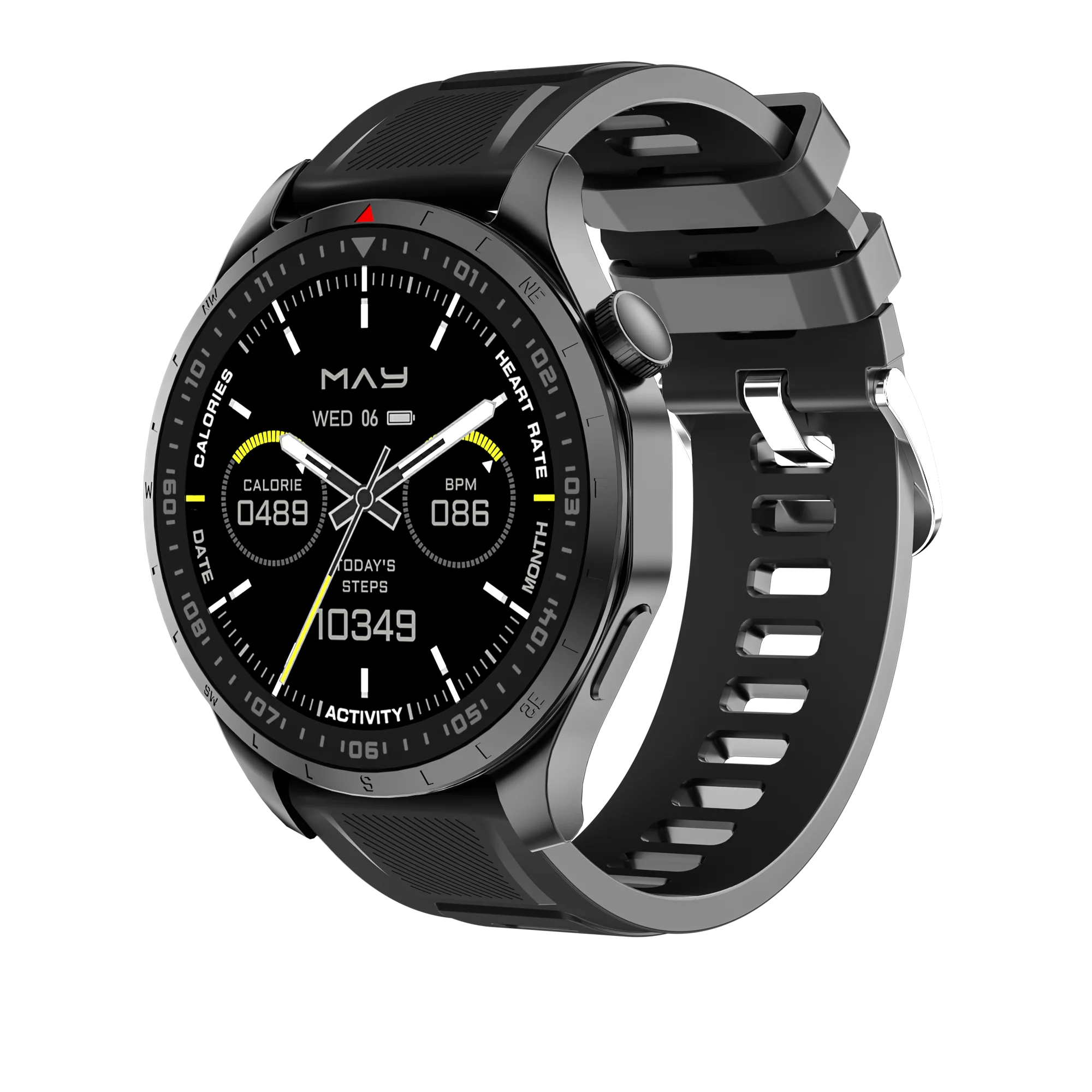 Military GPS Smartwatch &ndash; Offline Maps And Health Monitor Silicone Black / GPS Sport Smartwatch