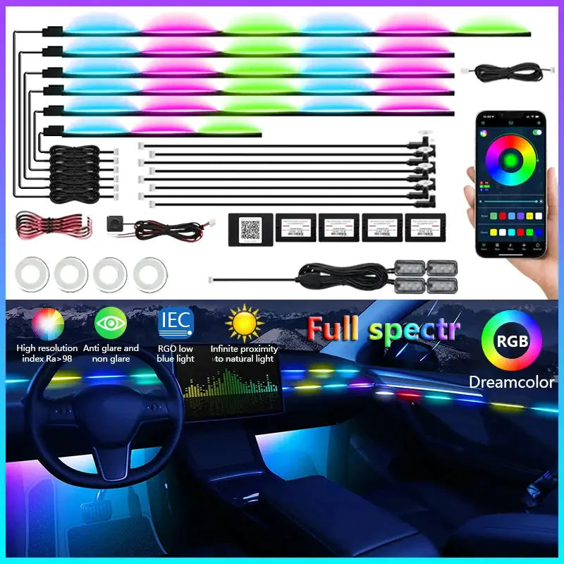 RGB LED Interior Ambient Light Acrylic Strip for BMW Audi Tesla by InterCyprus Trading Ltd
