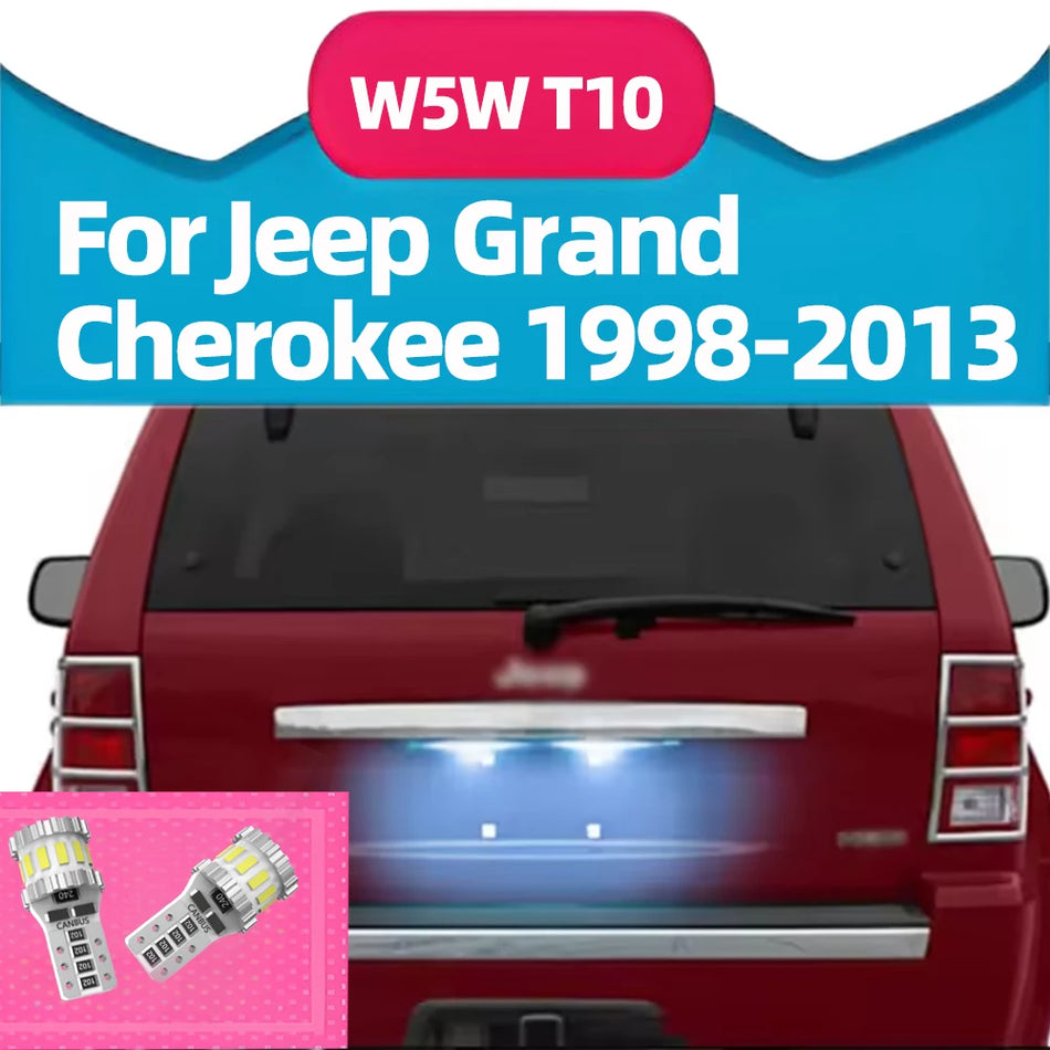 Luzes LED para Placa de Matrícula Jeep Grand Cherokee W5W, CANBUS Sem Erro, Pack de 2 para Modelos 1998-2013