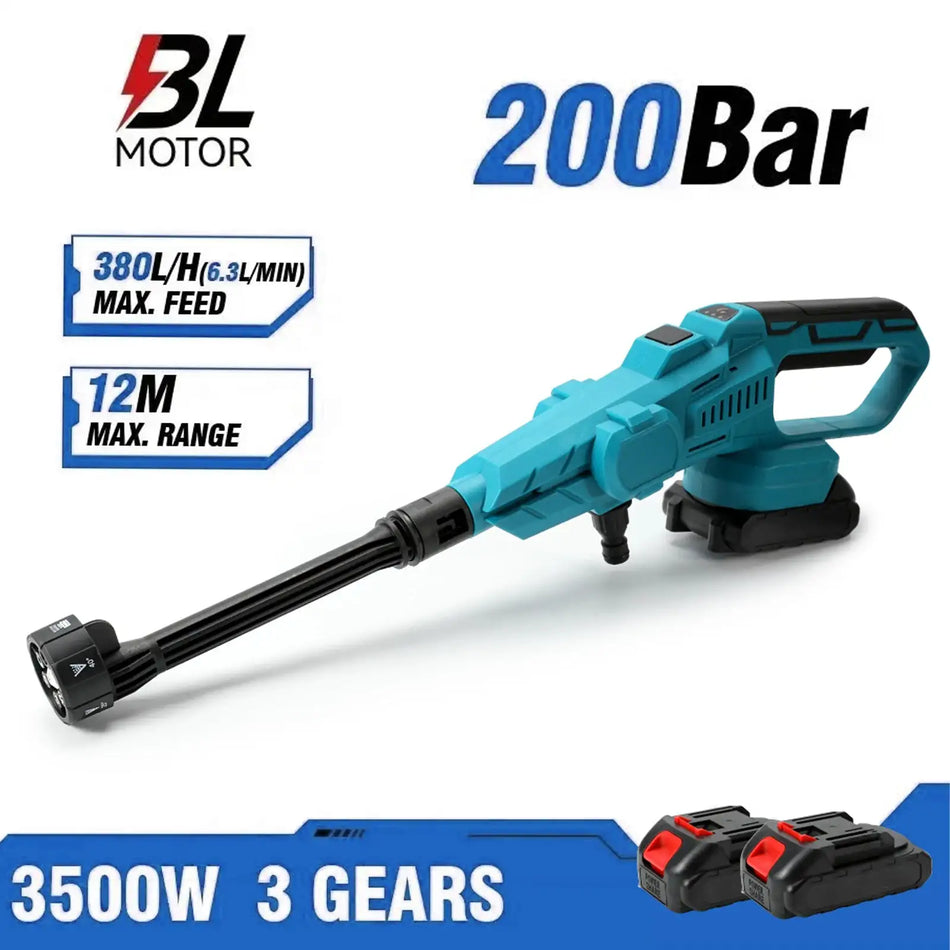 Cordless 200 Bar High Pressure Washer Car Wash Gun 3500W With 2&times;Battery / france