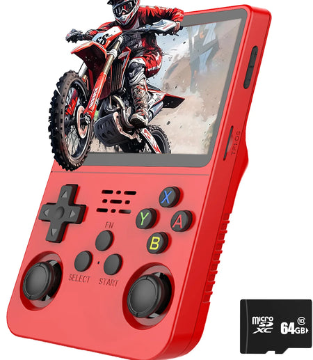 R36S Classic Retro Handheld Gaming Console with ARKOS - 15,000+ Games Red 64G / CHINA