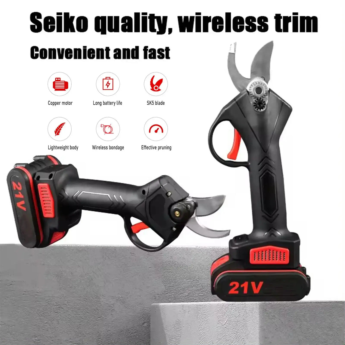 Brushless Cordless Pruner 25mm 1200W 21V Bonsai Power Tool
