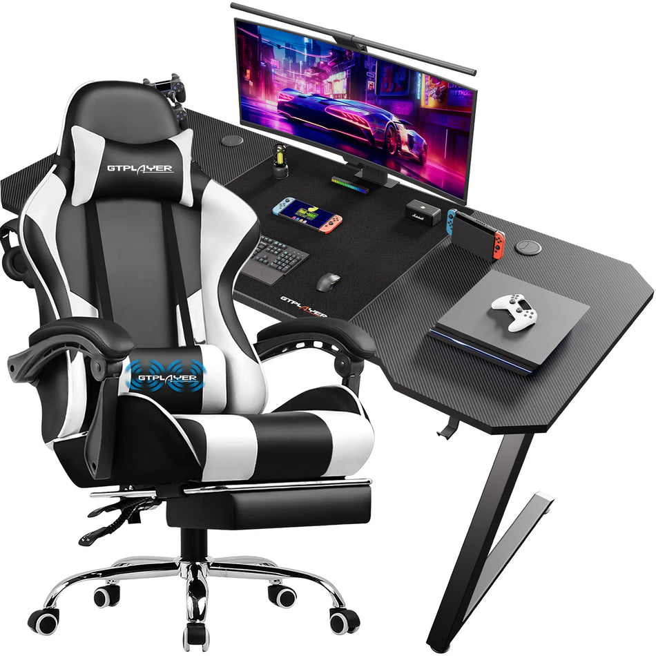 Игровой стол и стулья GTPLAYER из кожи и углеродного волокна