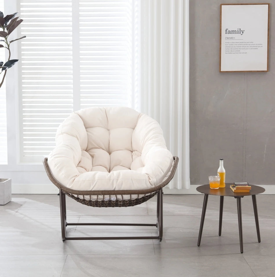 Miejski Luksusowy Huśtawka Ogrodowa Z Tapicerowanym Oparciem Biała