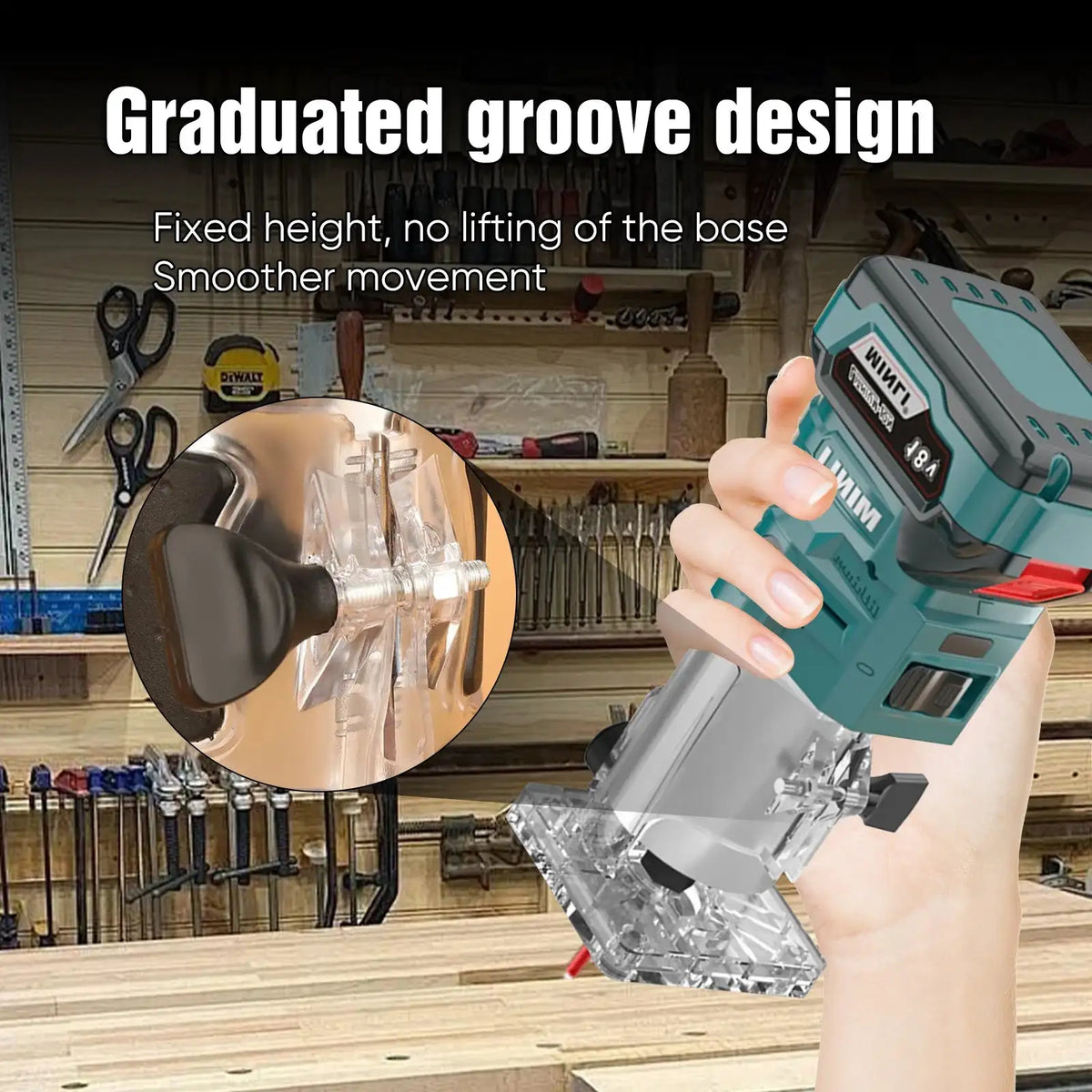 Cordless 800W Wood Router Makita 18V Battery Aluminum Body